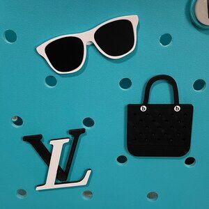 Set of 3 LV Themed Bogg Charm Set-Glitzy Girl Bogg Charms